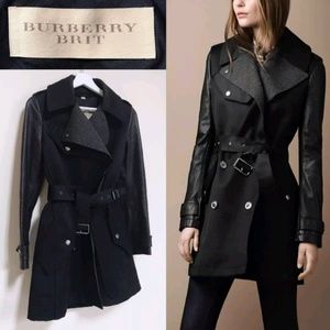 Authentic Burberry Trench Coat Leather Sleeves
